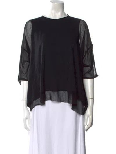 Pre-owned Studio B3 Crew Neck Three-quarter Sleeve Top In Black