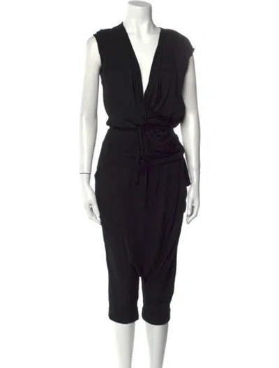 Pre-owned Studio B3 Plunge Neckline Jumpsuit In Black