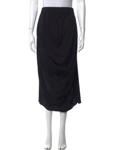 Pre-owned Studio B3 Raw-edge Trim Midi Length Skirt In Black