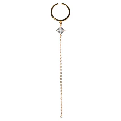 Pre-owned Studio Baloge 1° Tension Ring – Gold Chain & Floating Princess-cut Crystal In Multi