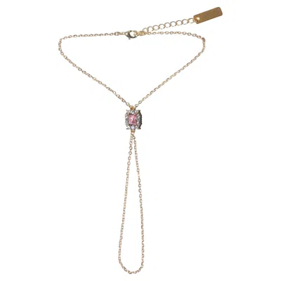 Pre-owned Studio Baloge Carr� V-line Hand Chain In Bright Pink 14k Gold-filled Single Stone