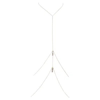 Pre-owned Studio Baloge Éclat 14k Gold-filled Body Chain With Faceted Crystal Accents In Multi