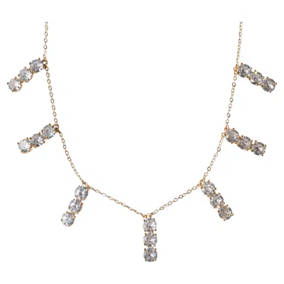 Pre-owned Studio Baloge Éclat 14k Gold-filled Crystal Drop Choker Necklace In Multi