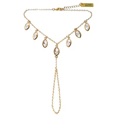 Pre-owned Studio Baloge Elara 14k Gold-filled Hand Chain With Marquise Crystal Accents In Multi