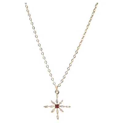 Pre-owned Studio Baloge Elowen Crystal Starburst Pendant Necklace 14k Gold-filled In Multi