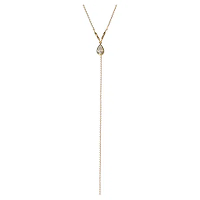 Pre-owned Studio Baloge Épure Goutte 14k Gold-filled Long Drop Necklace With Pear-cut Crystal In Multi