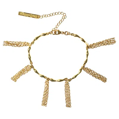 Pre-owned Studio Baloge Eterna Sculptural 14k Gold-filled & 24k Gold-plated Bracelet With Cascading Tass In Multi