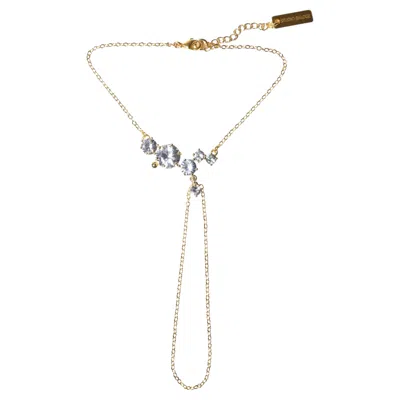 Pre-owned Studio Baloge Liora 14k Gold-filled Hand Chain With Cascading Crystal Cluster In Multi