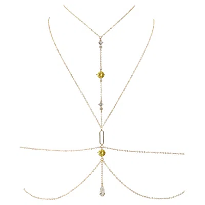 Pre-owned Studio Baloge Lumina Drama Body Chain In Citrine Yellow – Bold 14k Gold-filled Statement