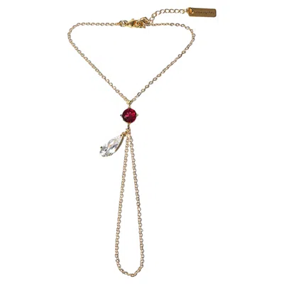 Pre-owned Studio Baloge Lumina Hand Chain In Rouge Bordeaux With Red Crystal Accents