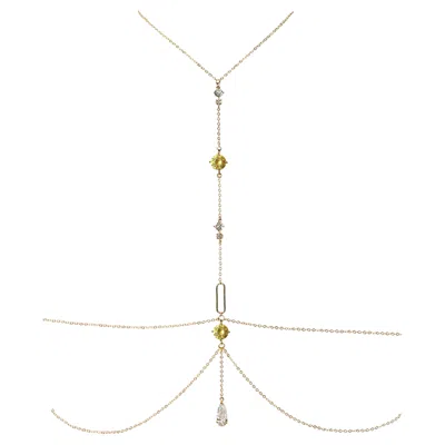 Pre-owned Studio Baloge Lumina T-line Body Chain In Citrine Yellow – 14k Gold-filled