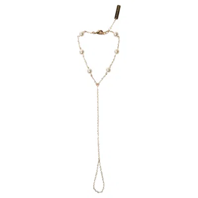 Pre-owned Studio Baloge Lyra Pearl Draped Hand Chain In 14k Gold-filled With Swarovski-inspired Pearls In Multi