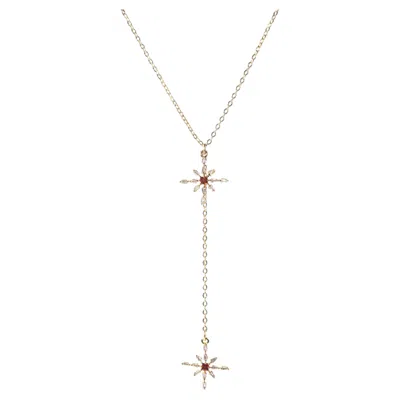 Pre-owned Studio Baloge Maelis Lariat Necklace With Dual Starburst Pendants In Multi