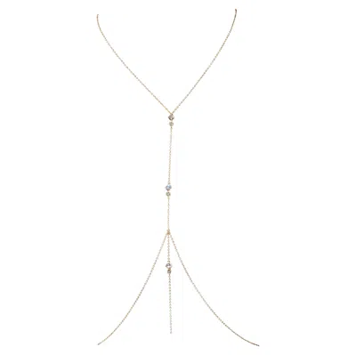 Pre-owned Studio Baloge Nalya 14k Gold-filled Body Chain With Three Crystal Pendants In Multi
