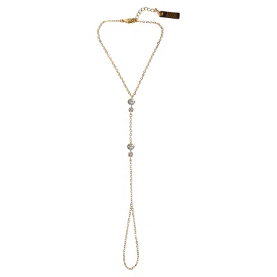 Pre-owned Studio Baloge Nalya 14k Gold-filled Hand Chain With Three Crystal Pendants In Multi