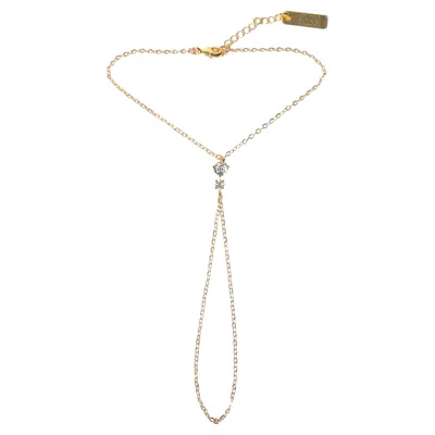 Pre-owned Studio Baloge Nalya V-line 14k Gold-filled Hand Chain With Central Crystal Accent In Multi