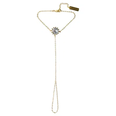 Pre-owned Studio Baloge Noma 14k Gold-filled Hand Chain With Central Crystal Halo In Multi