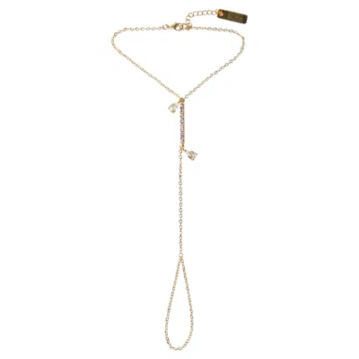 Pre-owned Studio Baloge Nuit 14k Gold-filled Hand Chain With Lavender Crystal Drops In Purple