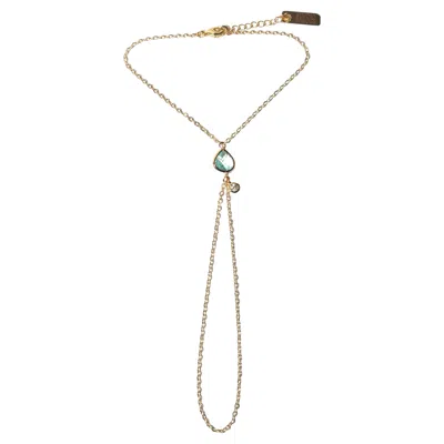 Pre-owned Studio Baloge Point 14k Gold-filled Hand Chain In Aquamarine With Luminous Crystal Drop In Multi