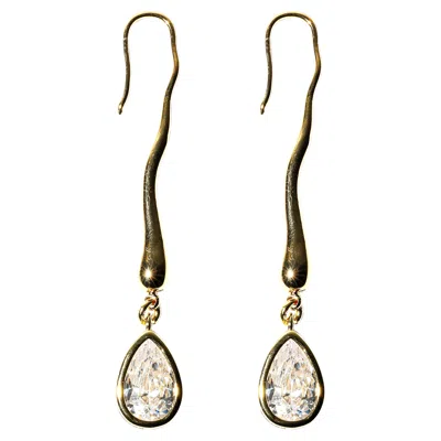 Pre-owned Studio Baloge Suspendue Goutte Drop Earrings With Pear-cut Crystal In Multi