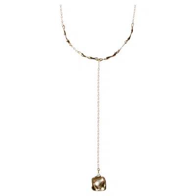 Pre-owned Studio Baloge Suspendue Long 14k Gold-filled Molten Drop Necklace In Multi