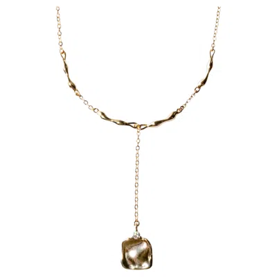 Pre-owned Studio Baloge Suspendue Short 14k Gold-filled Molten Drop Necklace In Multi