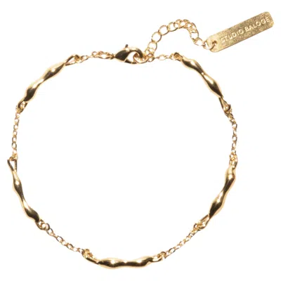 Pre-owned Studio Baloge Trace Molten Link Bracelet In 14k Gold-filled With 24k Gold-plated Bars In Multi