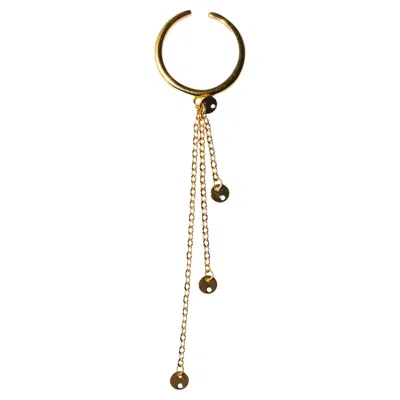 Pre-owned Studio Baloge Whisper Ring Band With Gold-filled Cascading Chain Ring In Multi