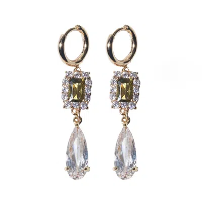 Studio Baloge Women's Gold / Green Carré Huggies Earrings In Peridot Green In Gold/green