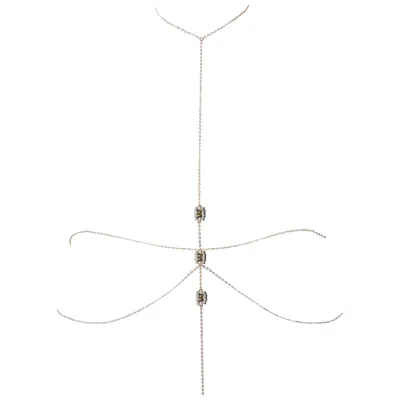 Studio Baloge Women's Gold / Green Carré T-line Body Chain In Peridot Green In Gold/green