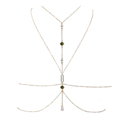 Studio Baloge Women's Gold / Green Lumina Drama Body Chain