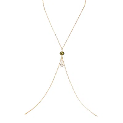 Studio Baloge Women's Gold / Green Lumina Mini Body Chain In Peridot Green