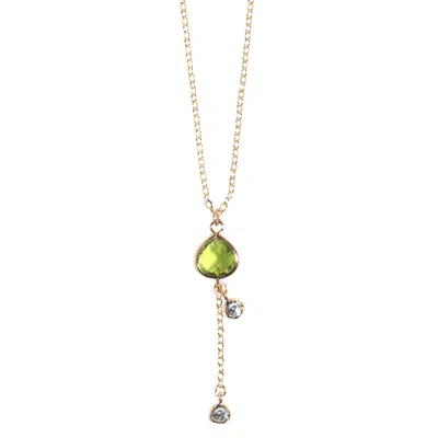 Studio Baloge Women's Gold / Green Point Necklace In Peridot Green In Multi