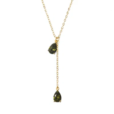 Studio Baloge Women's Gold / Green Verdelle Lariat Necklace In Multi