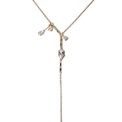 Studio Baloge Women's Gold Navette Serti Lariat Necklace