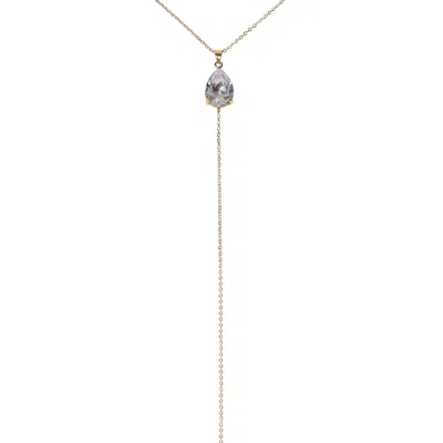 Studio Baloge Women's Gold Pear Goutte Lariat Necklace In Clear
