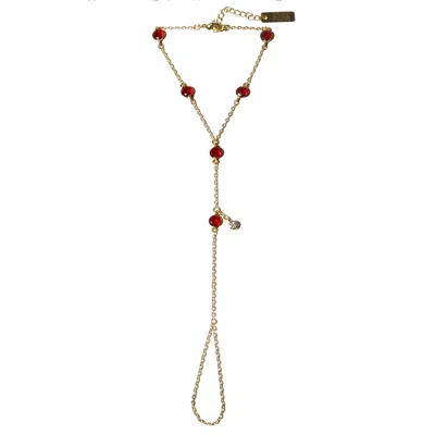 Studio Baloge Women's Gold / Red Carmine Hand Harness In Multi