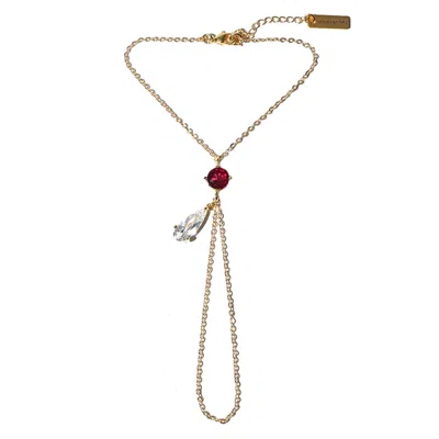 Studio Baloge Women's Gold / Red Lumina Hand Harness In Rouge Bordeau In Multi