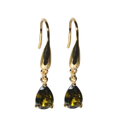 Studio Baloge Women's Green / Gold Verdelle Teardrop Earrings