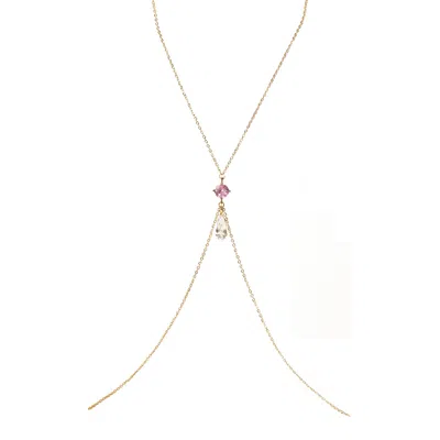 Studio Baloge Women's Pink / Gold Lumina Mini Body Chain In Bright Pink
