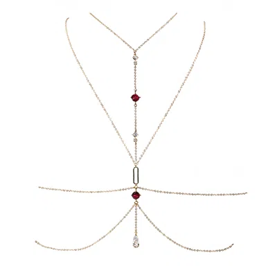 Studio Baloge Women's Red / Gold Lumina Drama Body Chain In Rouge Bordeau In Multi