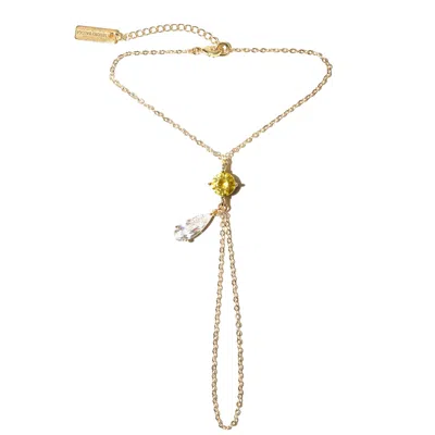 Studio Baloge Women's Yellow / Gold Lumina Hand Chain In Citrine Yellow