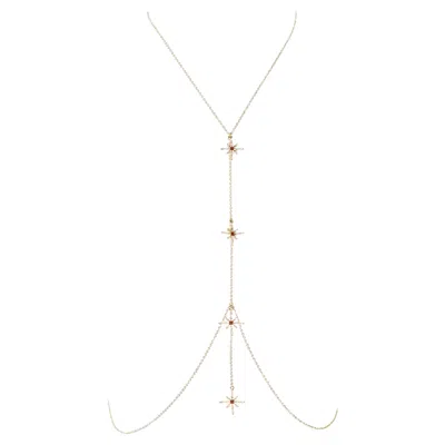 Pre-owned Studio Baloge Zeva Starburst 14k Gold-filled Body Chain With Crystal Pendants In Multi