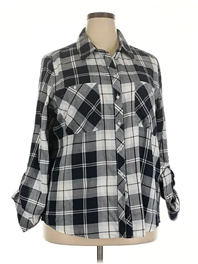 Pre-owned Studio Blue 3/4 Sleeve Button Down Shirt In Gray