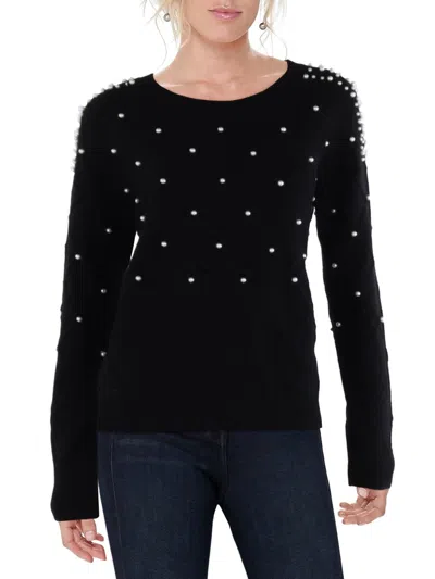 Studio By Jpr Womens Pearl Diamond Stitch Crewneck Sweater In Black