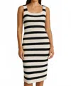Studio By Workshop Stripe Mididress In Black/cream In Multi