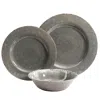 Studio California Mauna 12 Piece Dinnerware Set In Gray Crackle Look Decal In Gray