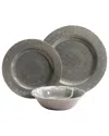 Studio California Mauna 12 Piece Dinnerware Set In Gray Crackle Look Decal In Gray