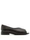 Studio Chofakian Open-toe Leather Flats In Black