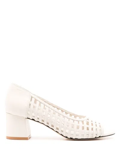 Studio Chofakian オープントゥ レザーパンプス In White